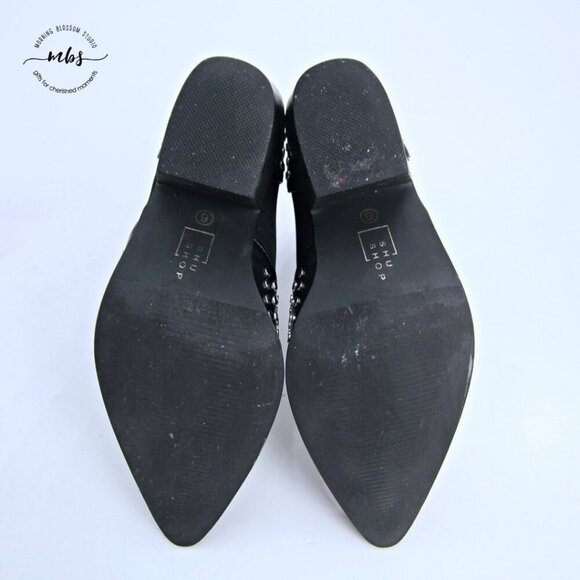 ShuShop Zsa Zsa Studded Boots Black Silver Women 6 - Picture 11 of 14